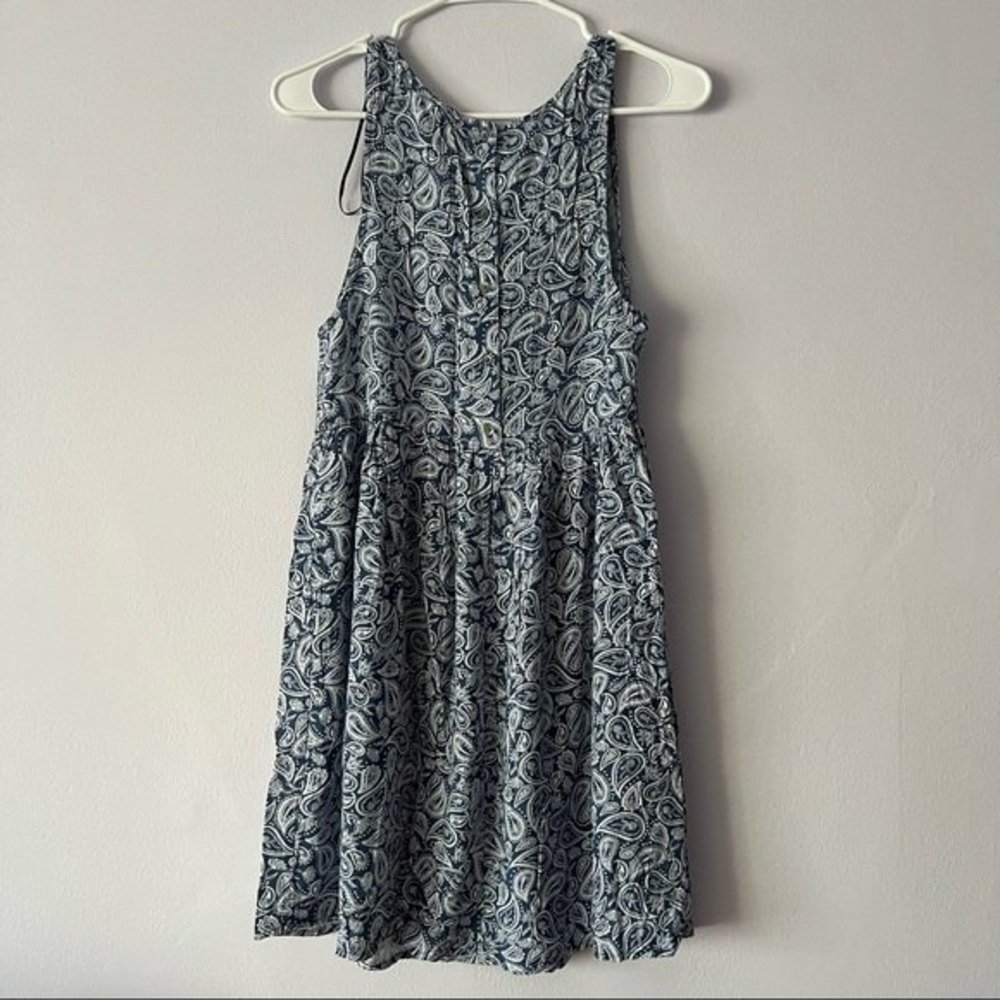 🍉 H&M Paisley Print Boho Sleeveless Button Down Back Flare Dress - Picture 2 of 8